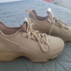 STEVE MADDEN WOMEN'S MAXIMA CHUNKY GLITZ SNEAKERS DUSTY TAUPE 