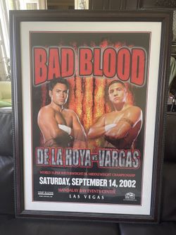 Oscar De La Hoya Vs Fernando Vargas Classic Autographed Poster From Their Epic 2002 Battle In Las Vegas (won by Knockout by Oscar) 