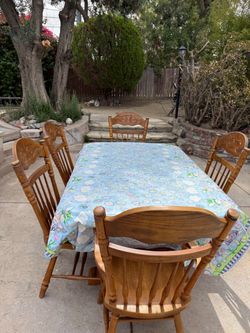 Wooden Dining Table and Chairs Set and two leaves