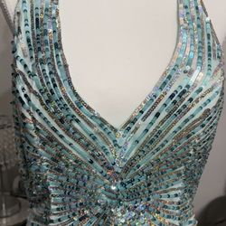Brand Name Beaded Sequins Prom Evening Dress