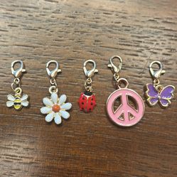 New Set Of 5 “Flower Child” Shoe/bag/zipper Charms