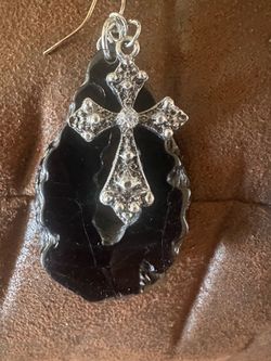 Black cross earrings