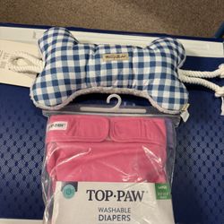 TOP PAW WASHABLE DOG DIAPERS + PULL TOY. NOT USED 