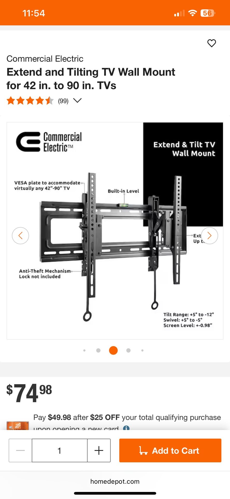 TV Wall Mount New in Box