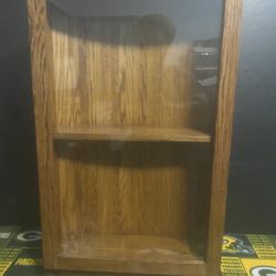 Rustic Wooden Storage Display Cabinet with Glass Door.