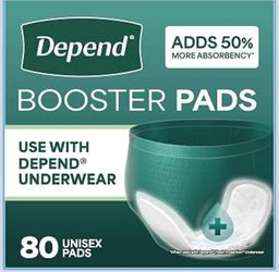 Depend Booster Pads for Adult Incontinence, Unisex, 80 Count new in box $40 in n Lakeland
