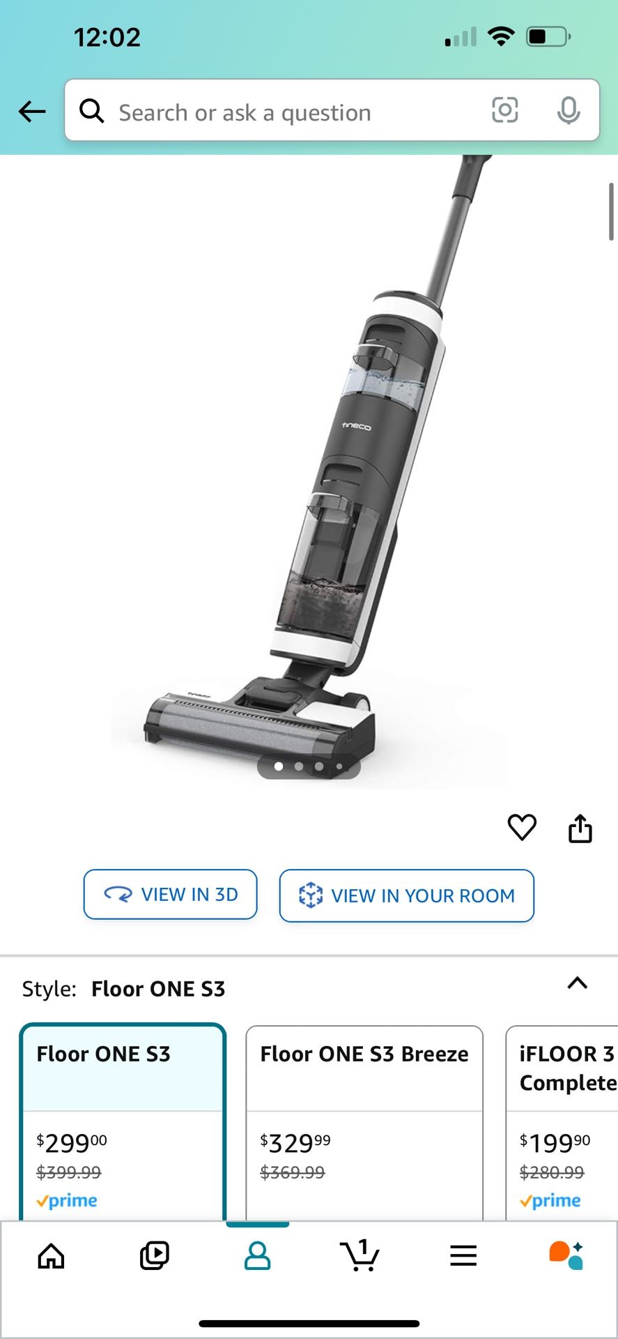 Tineco Floor ONE S3 Cordless Hardwood Floors Cleaner