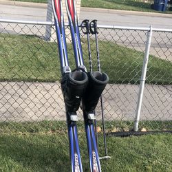 Downhill Ski Complete Set: Ski Bindings And Boots And Poles $110/Bridgeview/