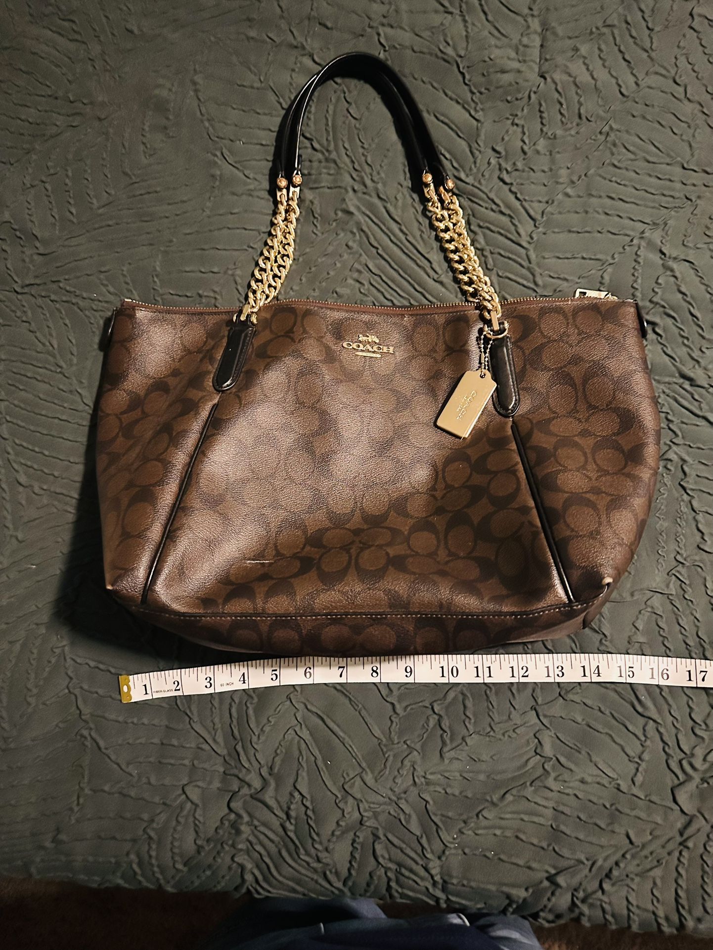 Coach Purse Brown And Black With Gold Hardware