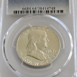 1963 PCGS MS64 - Silver Benjamin Franklin Half Dollar - 50c 