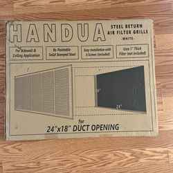 Handua Steel Return Air Filter Grille 24" x 18" duct opening - 5/8” H - Fixed Hinge - (X2)