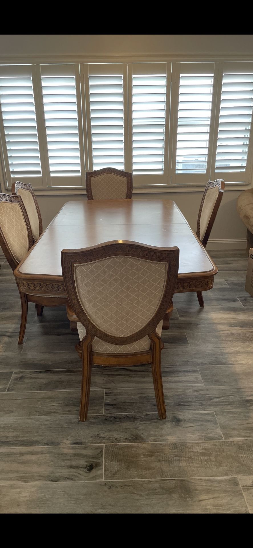 All Wooden dining Room Table With Six Chairs 