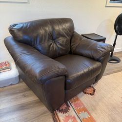 Large Leather Chair Sofa Loveseat