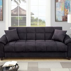Brand New Grey Futon Sofa Storage Sleeper 