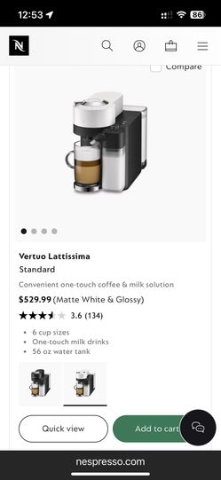 Nespresso Vertuo Lattissima Coffee Machine With Milk Frother And Capsule Holder And Free Pods