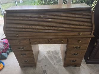 Wood Roll Top Desk