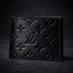 Black Luxury, Designer, Fashion, Bifold, Wallet, Genuine, Leather Card Holder Black, $80 Monogram Print All Over Design