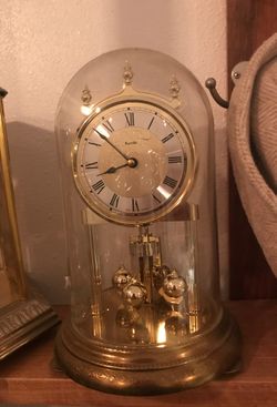 Vintage Kundo glass dome mantel clock