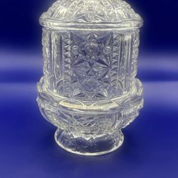 Vintage Indiana Glass Stars & Bars Clear Fairy Lamp 6.5” Excellent Condition