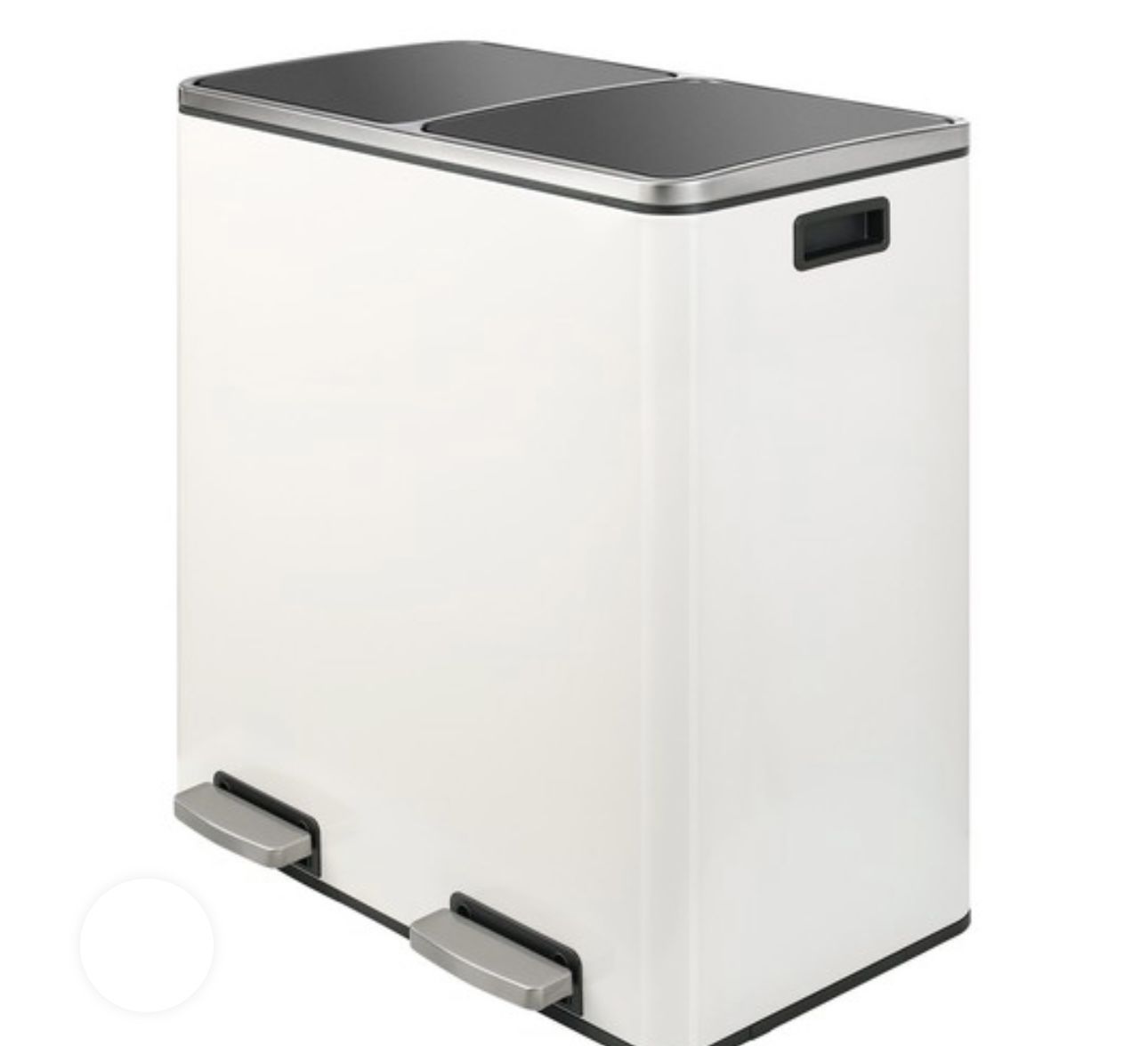Kitchen Step Trash Can, 60L White Stainless Steel Recycle Bin, Dual Garbage Can With Lid