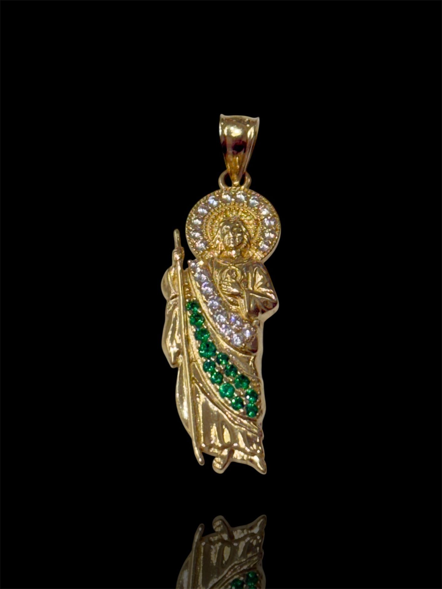 14k Gold SAN JUDAS Pendant with Stones 