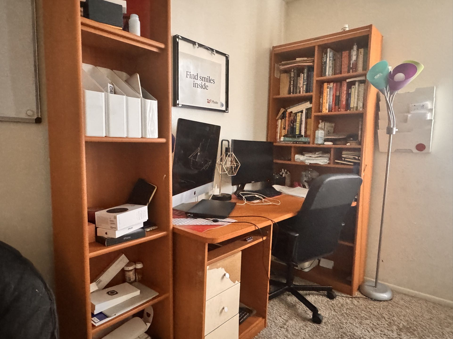 Complete Home Office Furniture Set – Desk, Bookshelves, Chair & Lamp