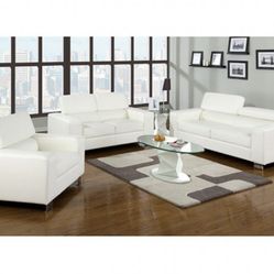 White Sofa, Love Seat And Chair 