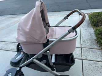 Uppababy Vista stroller, bassinet, and car seat pink Alice color