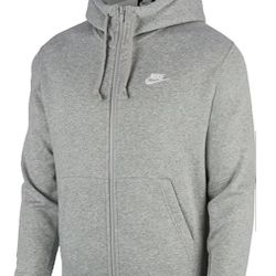 Men's Nike Sportswear Club Fleece Embroidered Pullover Hoodie Sweater - Dark Grey - Large