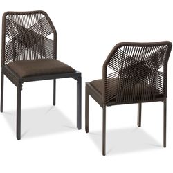 Set of 2 Aluminum Dining Chairs for Kitchen Indoor Outdoor Home Patio