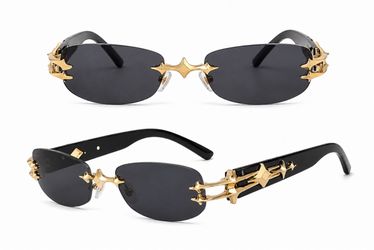 Rimless Sunglasses with Gold Star Hardware