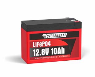 CYCLENBATT 12V 10Ah LiFePO4 Lithium Battery, UL Certified, 5000+ Cycles 10-Year Life, Lightweight Design