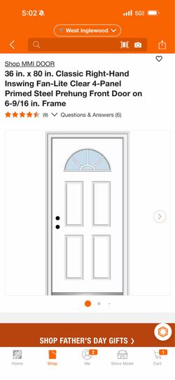 MMI DOOR 36 in. × 80 in. Classic Right-Hand Inswing Fan-Lite Clear 4-Panel Primed Steel Prehung Front Door on 6-9/16 in. Frame
