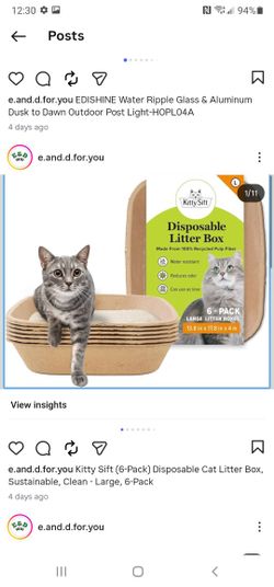 Kitty Sift (6-Pack) Disposable Cat Litter Box, Sustainable, Clean - Large, 6-Pack