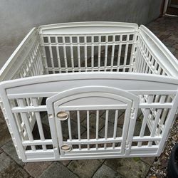 IRIS White 4 Panel Dog Pet Exercise Playpen w/Door  +Bonus Mesh Cover!