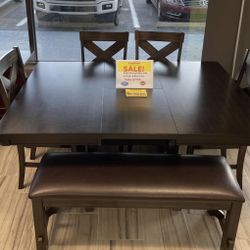 Kelly Dining Room Table With Bench And Leaf $699