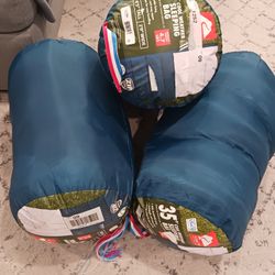 3 Ozark Trail 35-Degree Cool Weather Rectangular Sleeping Bag, Blue, 33"x77"