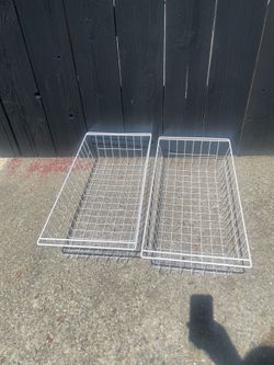 Like-New Heavy Duty Wire Storage Baskets (Pair) - 26"x13"x6.5"