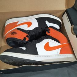 Air Jordan 1 Mid Black/Starfish-Starfish-White 6Y