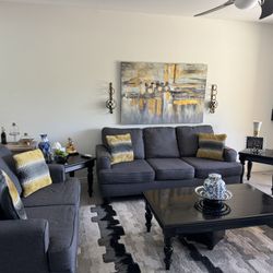 Sofa, Loveseat And Three Tables 