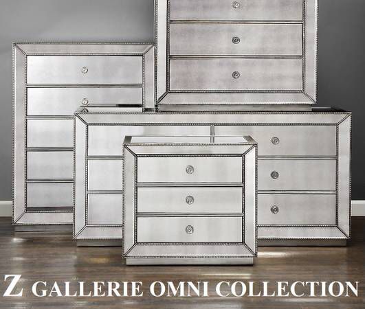 Brand New Z Gallerie Omni Collection Mirrored Furniture Huge