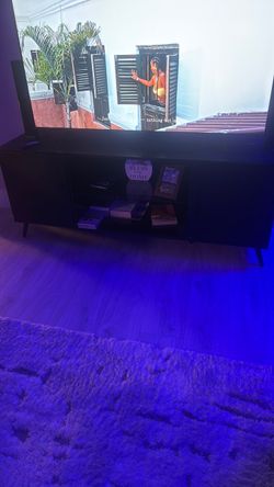 Black TV Stand with Open Shelving