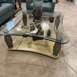 Vintage Bernhardt Glass Coffee & Side Table featuring ornate, spiral-carved legs - Excellent Condition- Originally $2400