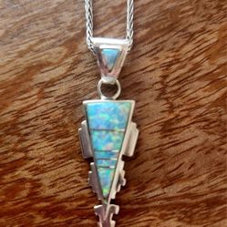 Rare Calvin Begay SS Opal Inlay Pendant