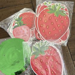 Strawberry happy birthday supplies