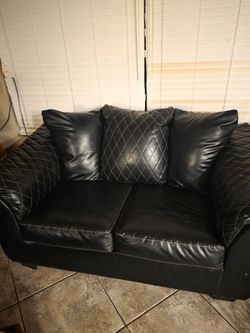 Black Faux Leather Loveseat