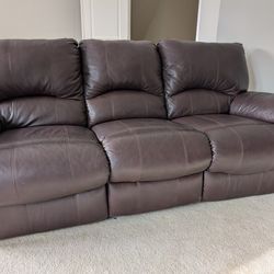 Genuine Leather Pillow top Arm Reclining Loveseat + Sofa
