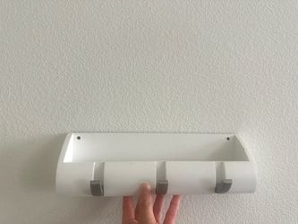 Small Wall-Mounted Entryway Shelf with Hooks & Organizer