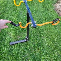 Graber USA Hitch Mounted Bike Rack, black metal, hanging style rack with orange rubber coated hooks