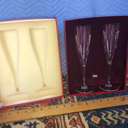 Vintage Baccarat Toasting Flutes Champagne Glasses In Box 